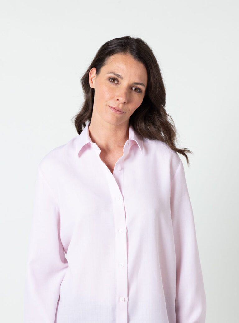 Maison Solfin - Chemisier femme en laine rose pastel – 52