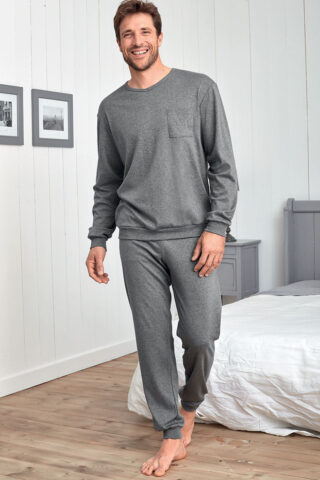 Pyjama homme gris 100% coton par la marque MAISON SOLFIN MAISON SOLFIN - Pyjama homme gris 100% coton