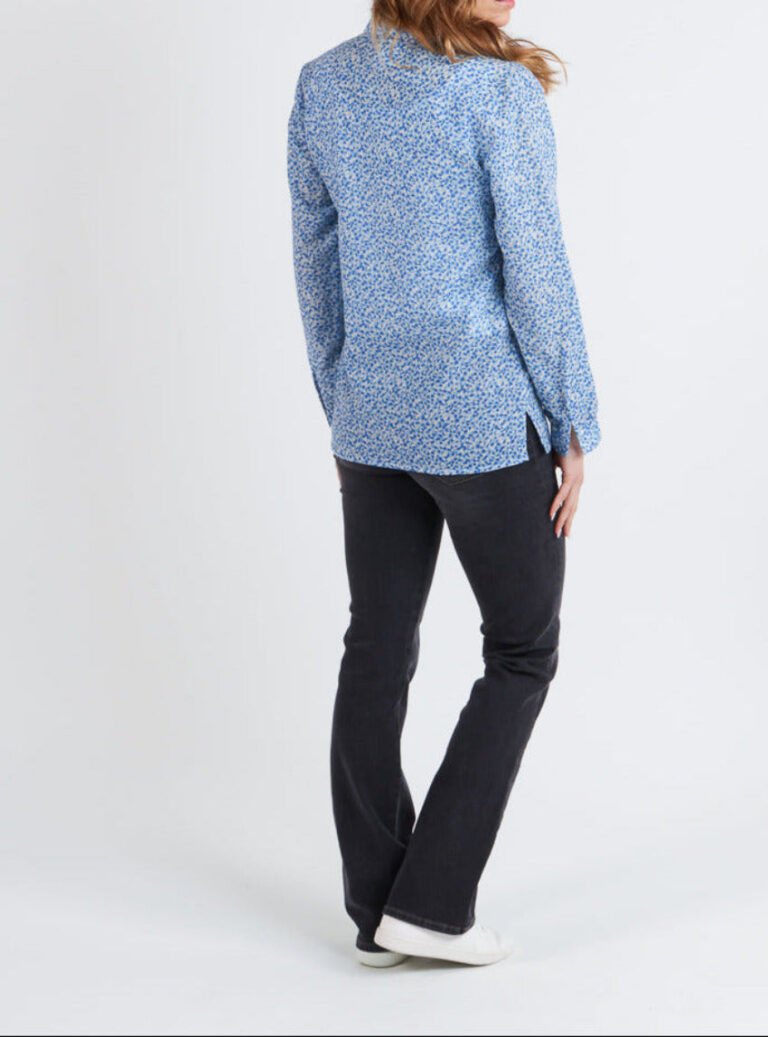 Maison Solfin - Chemisier femme manches longues en laine bleu – 46