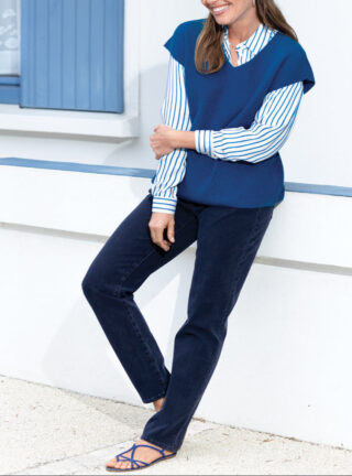 MAISON SOLFIN - Jean coupe droite en coton – BLEU INDIGO