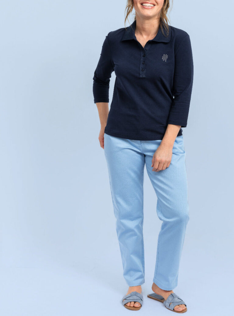 Maison Solfin - Polo manches 3/4 bleu marine femme – 38