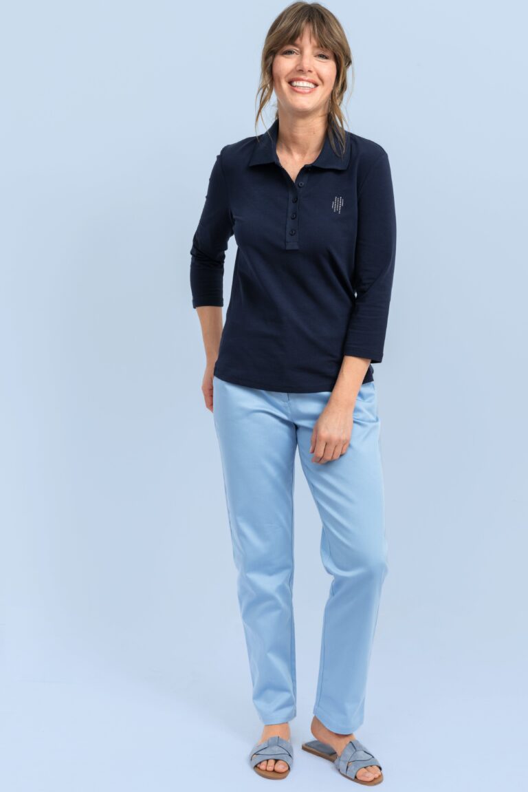 Maison Solfin - Polo manches 3/4 bleu marine femme – 38