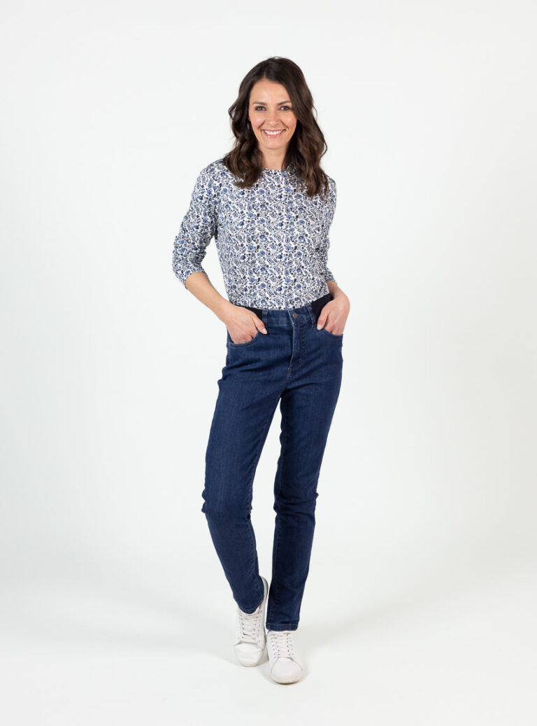 Maison Solfin - Tee-shirt femme col montant en viscose bleu – 5