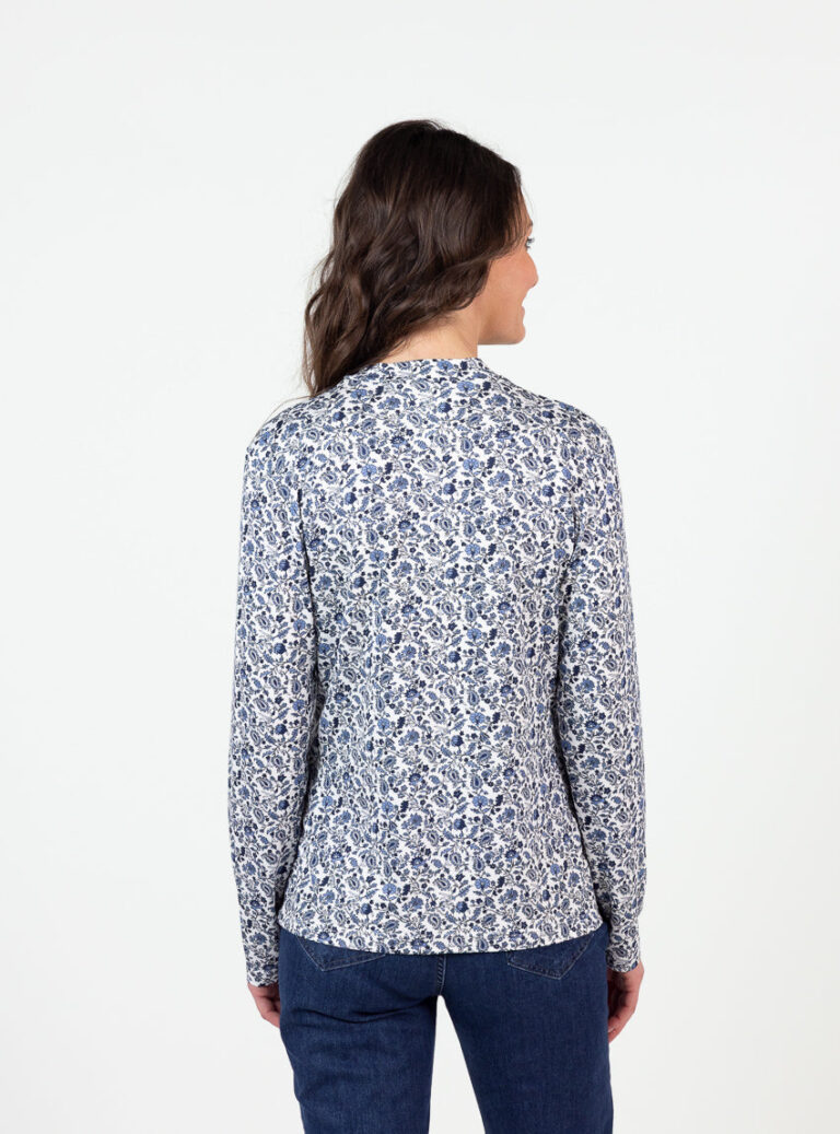 Maison Solfin - Tee-shirt femme col montant en viscose bleu – 5