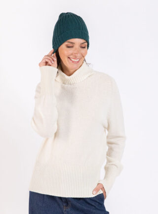 Bonnet mixte en laine mérinos vert par la marque MAISON SOLFIN MAISON SOLFIN - Bonnet mixte en laine mérinos vert