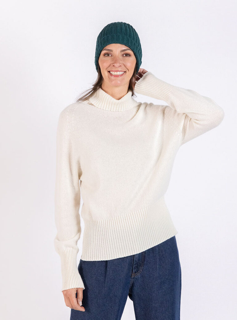 Maison Solfin - Bonnet femme en laine mérinos vert nuit – U