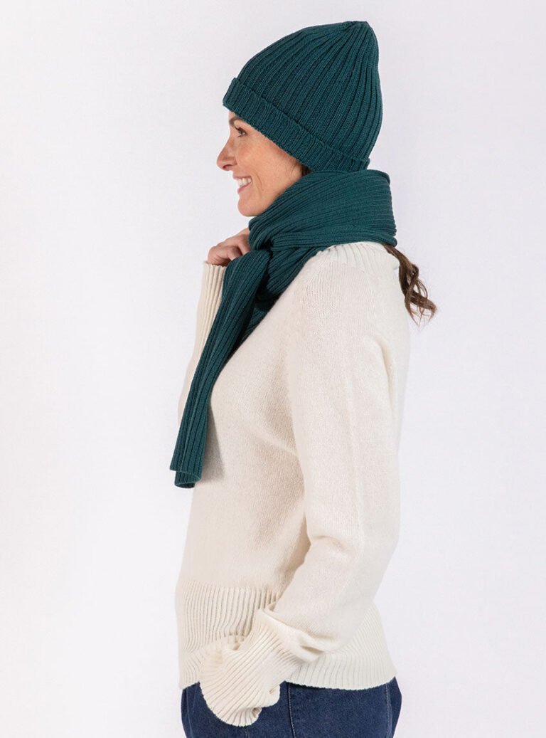 Maison Solfin - Bonnet femme en laine mérinos vert nuit – U