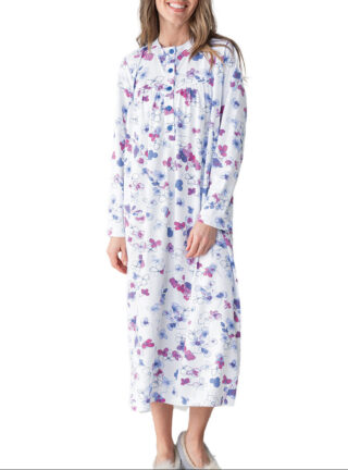 Chemise de nuit femme imprimée en coton bleuet par la marque MAISON SOLFIN MAISON SOLFIN - Chemise de nuit femme imprimée en coton bleuet