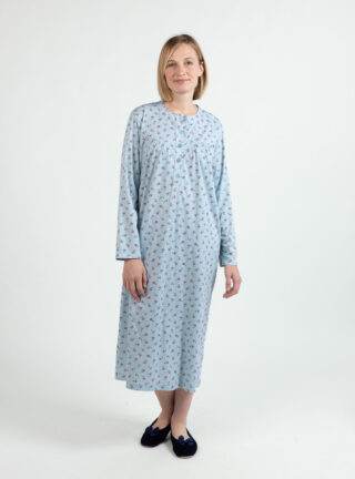 Chemise de nuit hiver femme floral vert sauge par la marque MAISON SOLFIN MAISON SOLFIN - Chemise de nuit hiver femme floral vert sauge