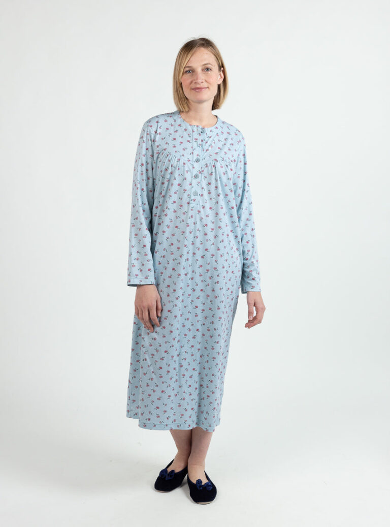 Maison Solfin - Chemise de nuit hiver femme floral vert sauge – 5