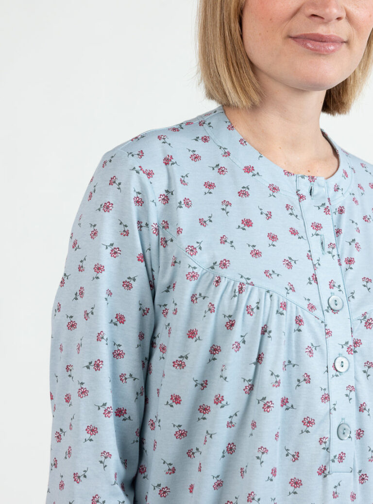 Maison Solfin - Chemise de nuit hiver femme floral vert sauge – 5