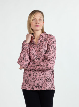 Chemisier femme en viscose chaude rose par la marque MAISON SOLFIN MAISON SOLFIN - Chemisier femme en viscose chaude rose