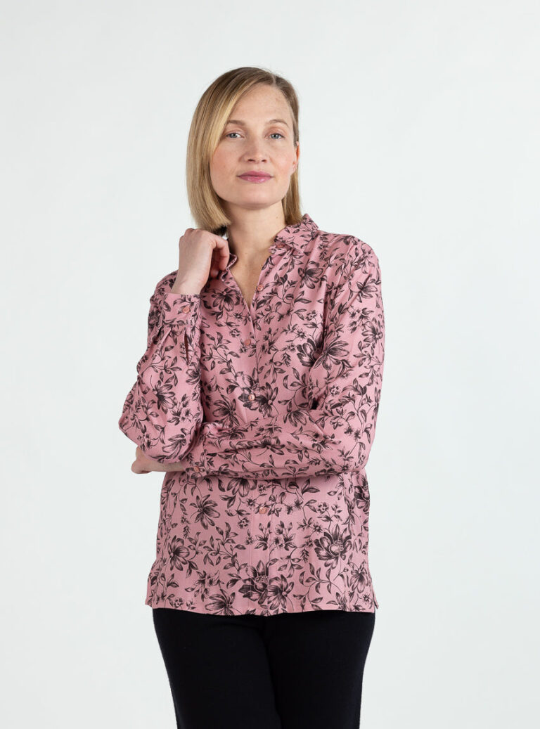 7450 rose 7551 noir 5 Maison Solfin - Chemisier femme en viscose chaude rose – 52