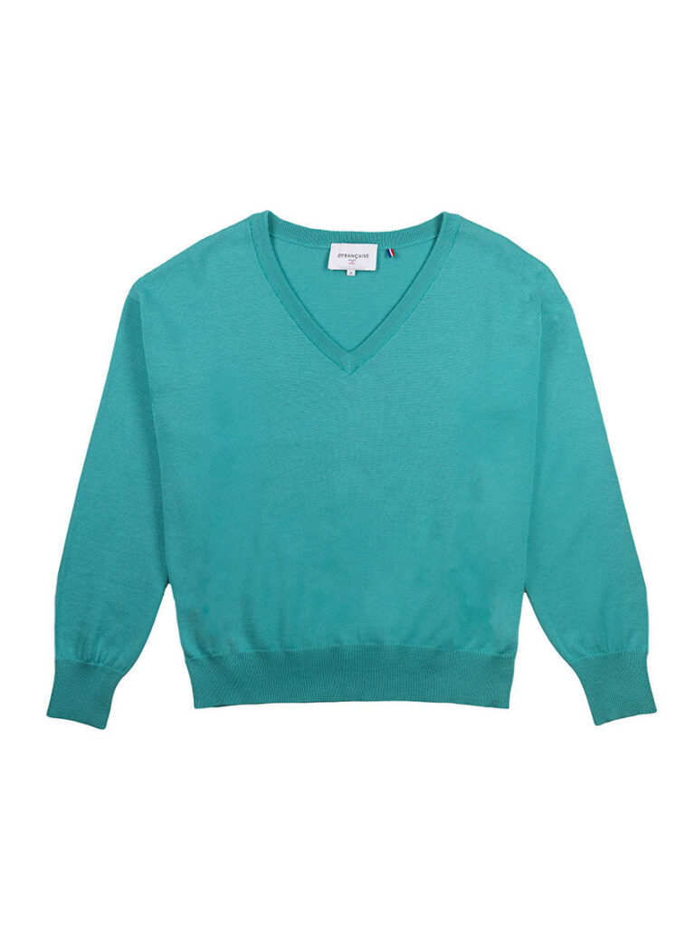 LAFRANÇAISE Mailles in France - Pull col V oversize vert Aglaé – M