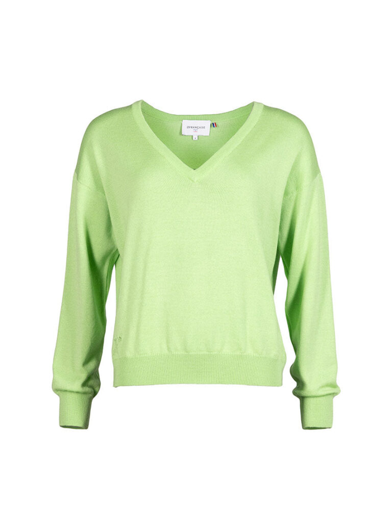 LAFRANÇAISE Mailles in France - Pull col V oversize vert Aglaé – L