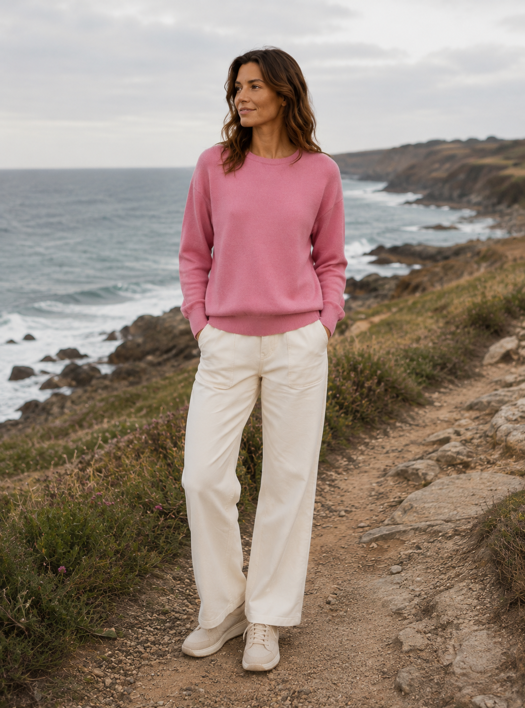 7463 pull agathe rose fleur LAFRANÇAISE Mailles in France - Pull Agathe – L