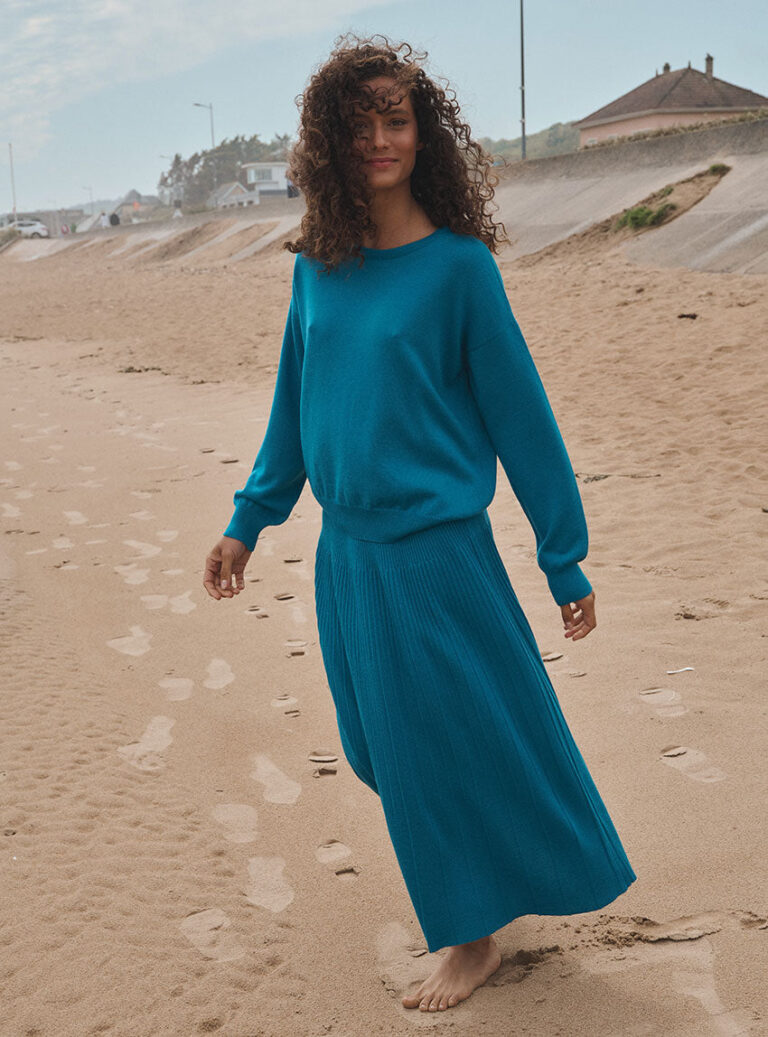 LAFRANÇAISE Mailles in France - Pull col rond oversize bleu Agathe – M