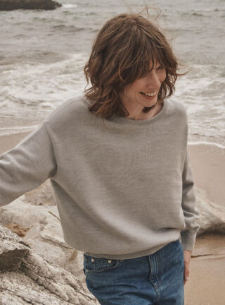 Pull col rond oversize gris Agathe par la marque MAISON SOLFIN MAISON SOLFIN - Pull col rond oversize gris Agathe