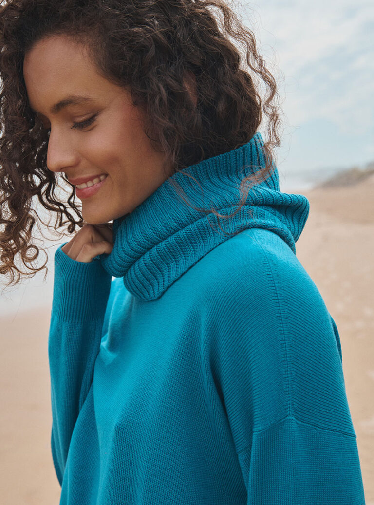 LAFRANÇAISE Mailles in France - Col laine mérinos bleu Anaïs – U