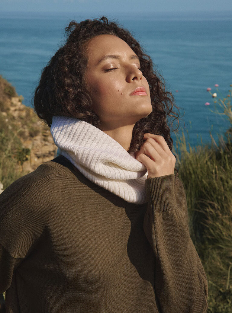 7468 NAT 5 col anais blanc naturel LAFRANÇAISE Mailles in France - Col Anaïs – U