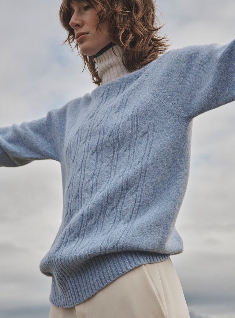 LAFRANÇAISE Mailles in France - Pull col roulé bleu Anna – L