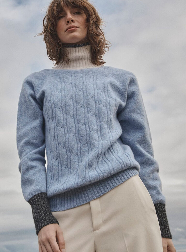 LAFRANÇAISE Mailles in France - Pull col roulé bleu Anna – L