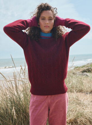 MAISON SOLFIN - Pull col roulé bordeau Anna