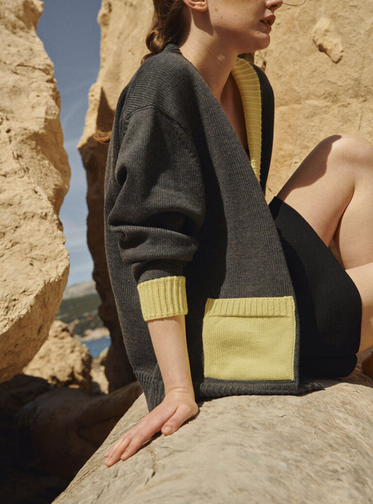 LAFRANÇAISE Mailles in France - Gilet bicolore noir jaune Albertine – M