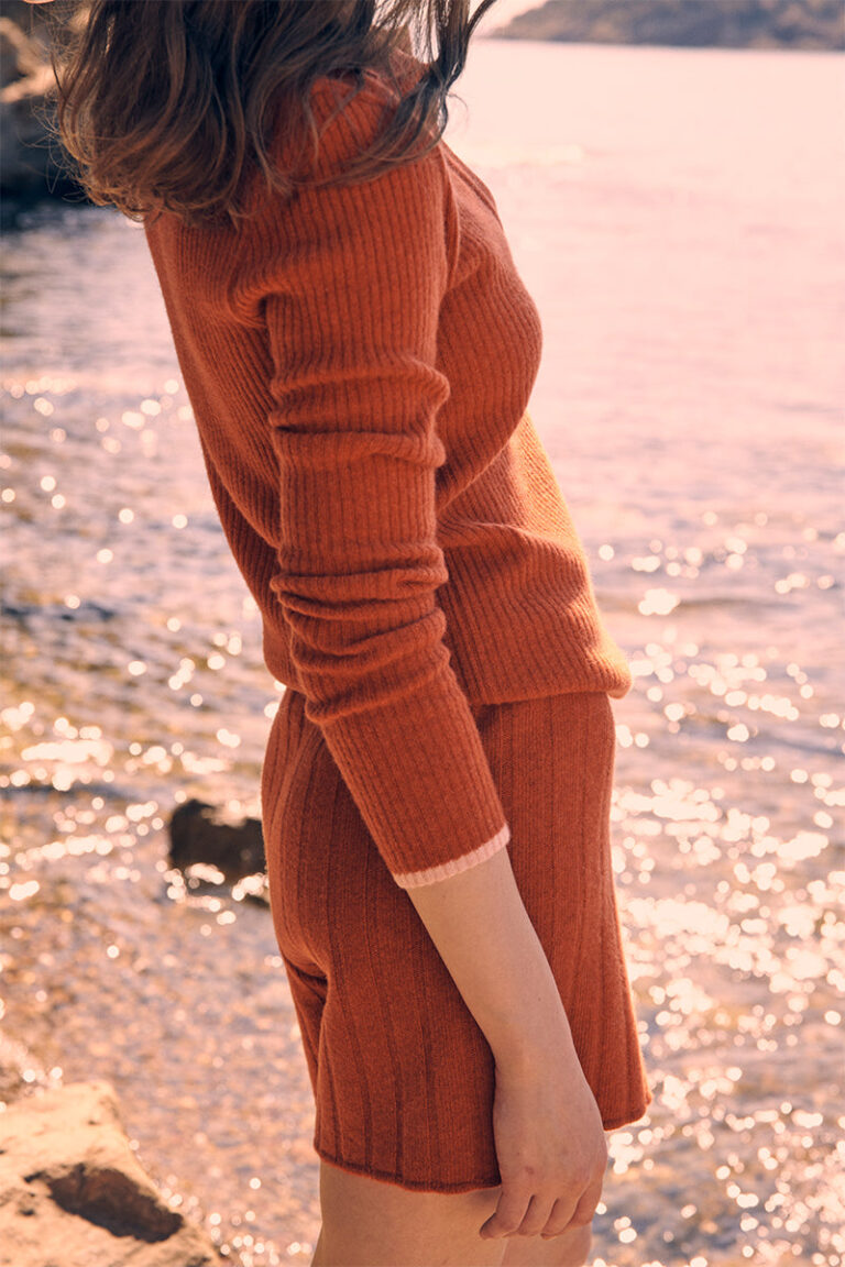 LAFRANÇAISE Mailles in France - Polo laine et cachemire orange Angélique – XL