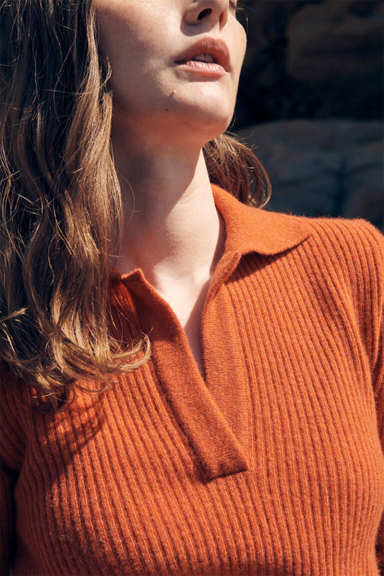 LAFRANÇAISE Mailles in France - Polo laine et cachemire orange Angélique – XL