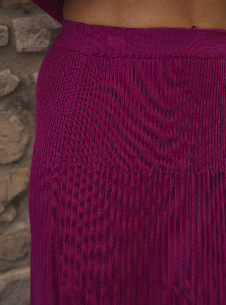 LAFRANÇAISE Mailles in France - Jupe longue plissée violet Alexandra – L