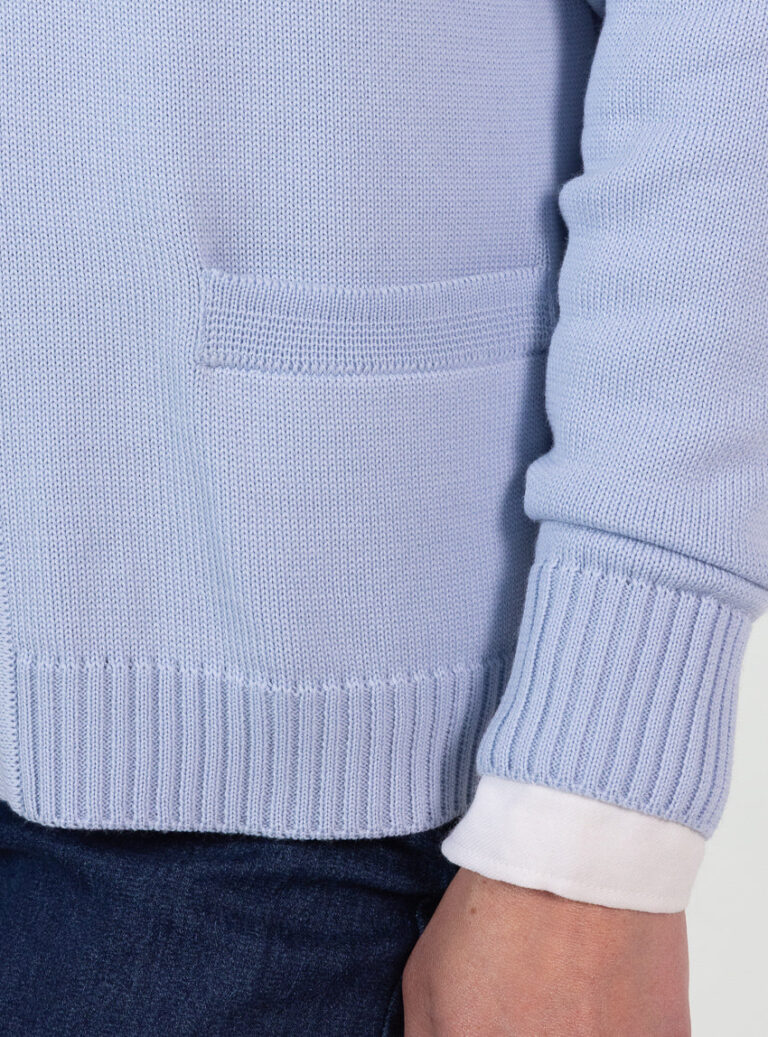 Maison Solfin - Gilet femme en pure laine vierge mérinos bleu nuage chiné – 50