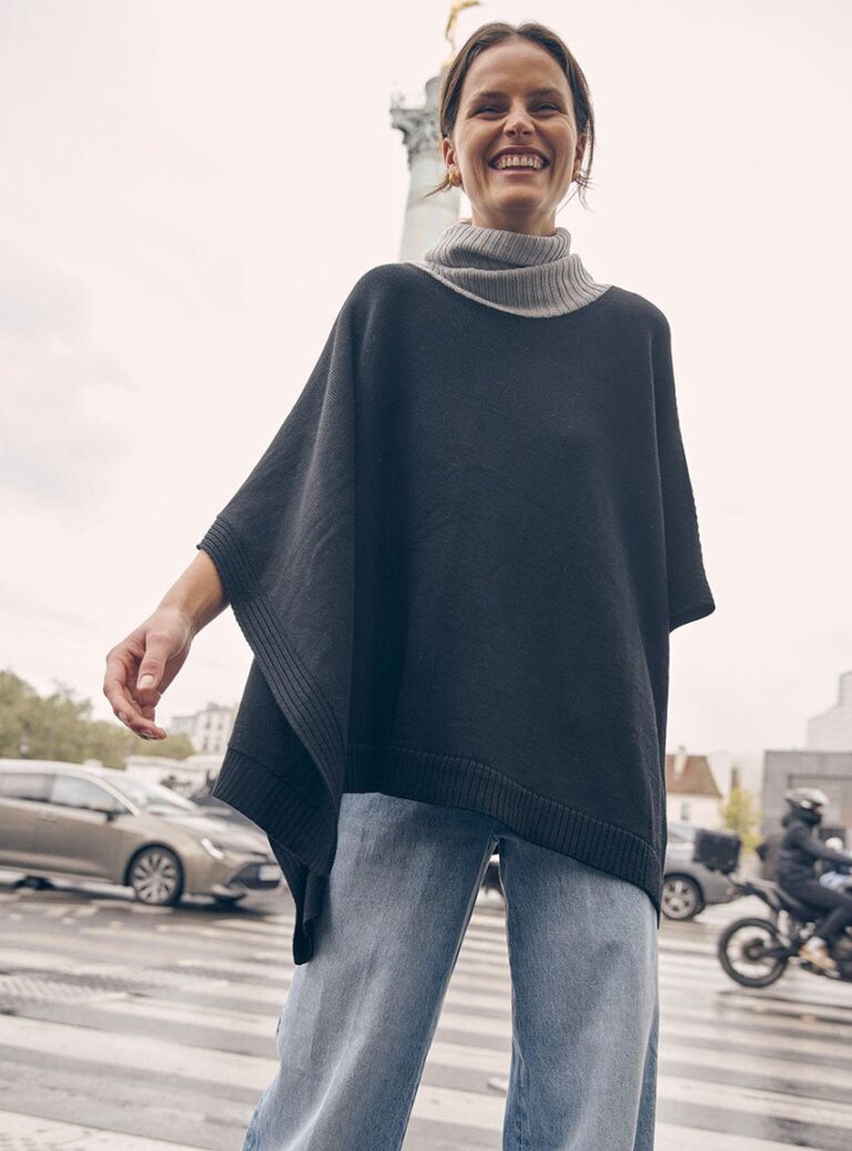 LAFRANÇAISE Mailles in France - Poncho col roulé en laine mérinos Anae – U