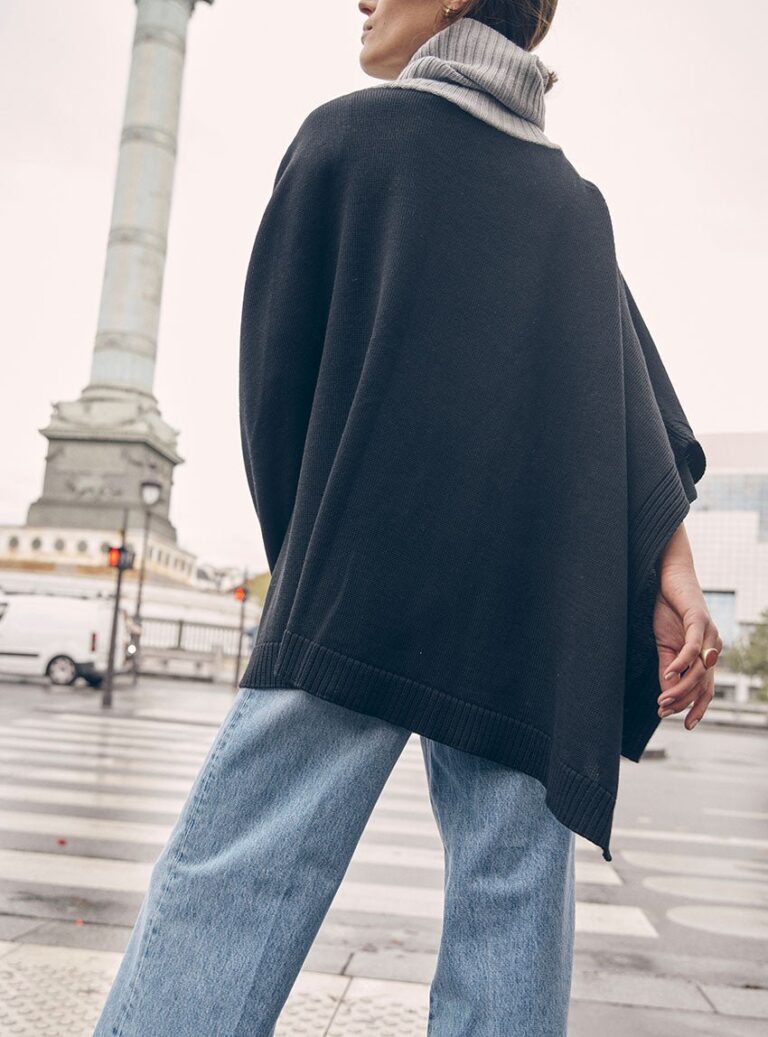 LAFRANÇAISE Mailles in France - Poncho col roulé en laine mérinos Anae – U