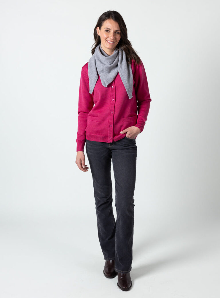Maison Solfin - Écharpe en pointe femme laine mérinos gris douceur – U