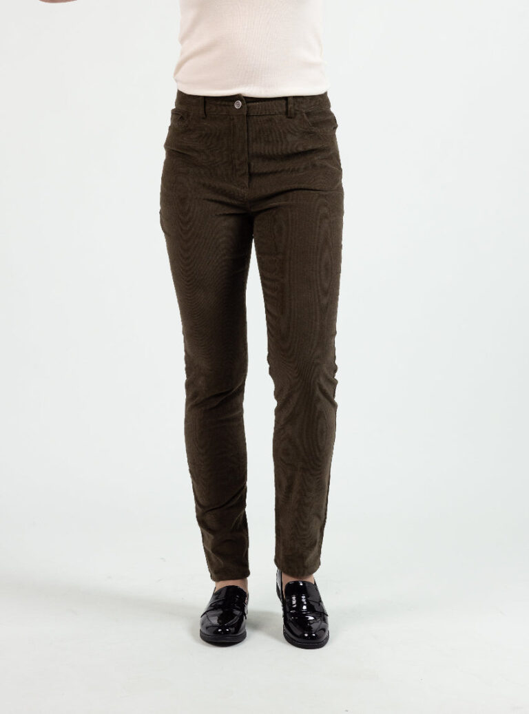 Maison Solfin - Pantalon femme velours vert kaki – 50