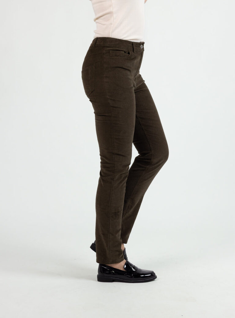 Maison Solfin - Pantalon femme velours vert kaki – 50