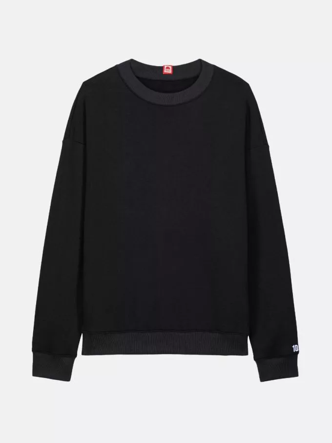 752 noir 1 1083 - SWEAT 752 COTON BIO col rond noir
