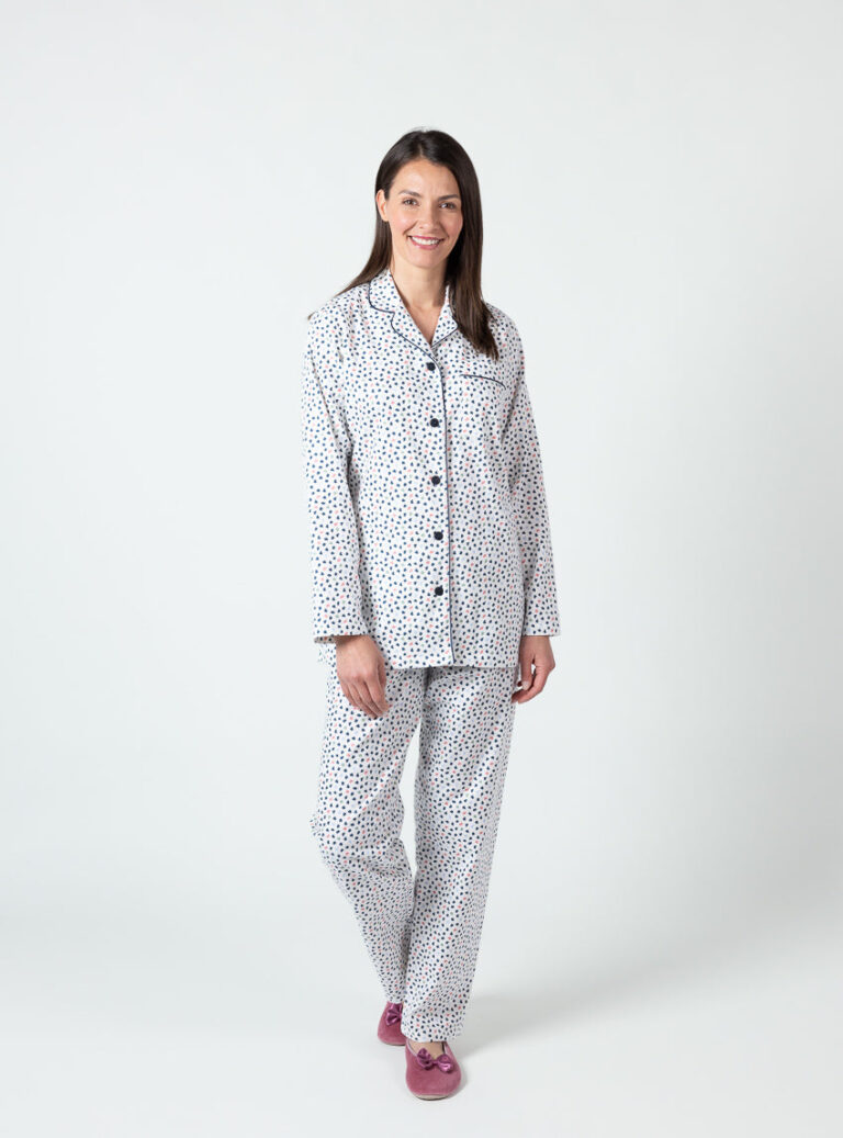 Maison Solfin - Pyjama femme coton pois bleus – 5