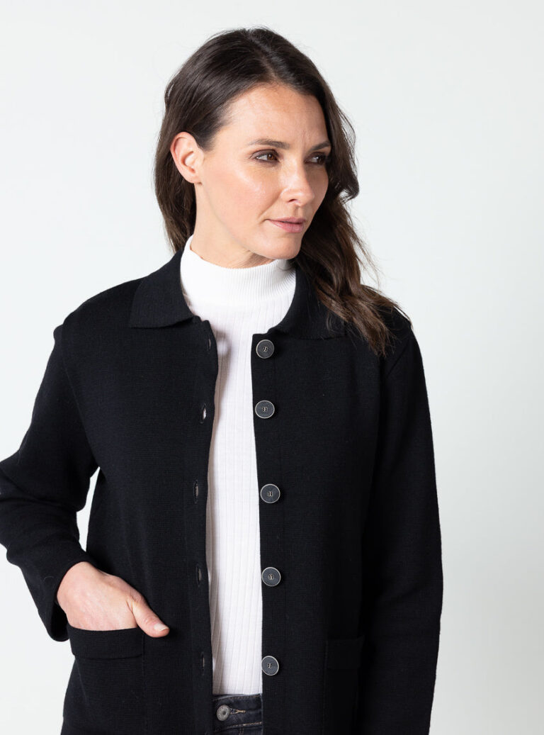 Maison Solfin - Veste femme laine mérinos noir – 4