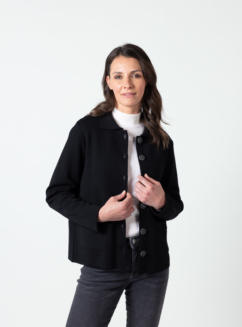 7595 noir 7455 blanc naturel 7807 gris fonce 5 Maison Solfin - Veste femme laine mérinos noir – 4