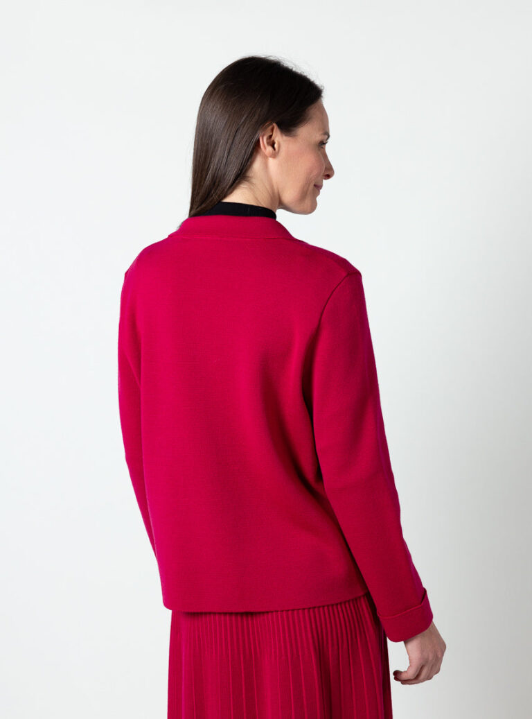 Maison Solfin - Veste femme laine mérinos rose rubis – 4