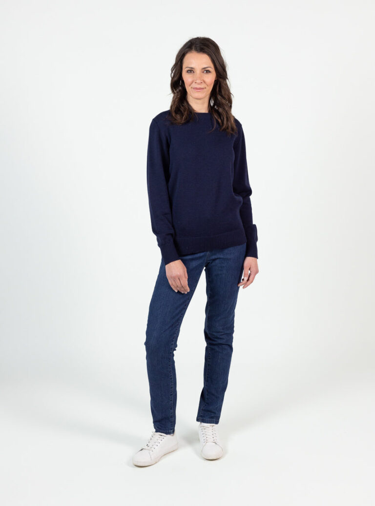Maison Solfin - Pull épais femme en laine mérinos bleu marine – 50