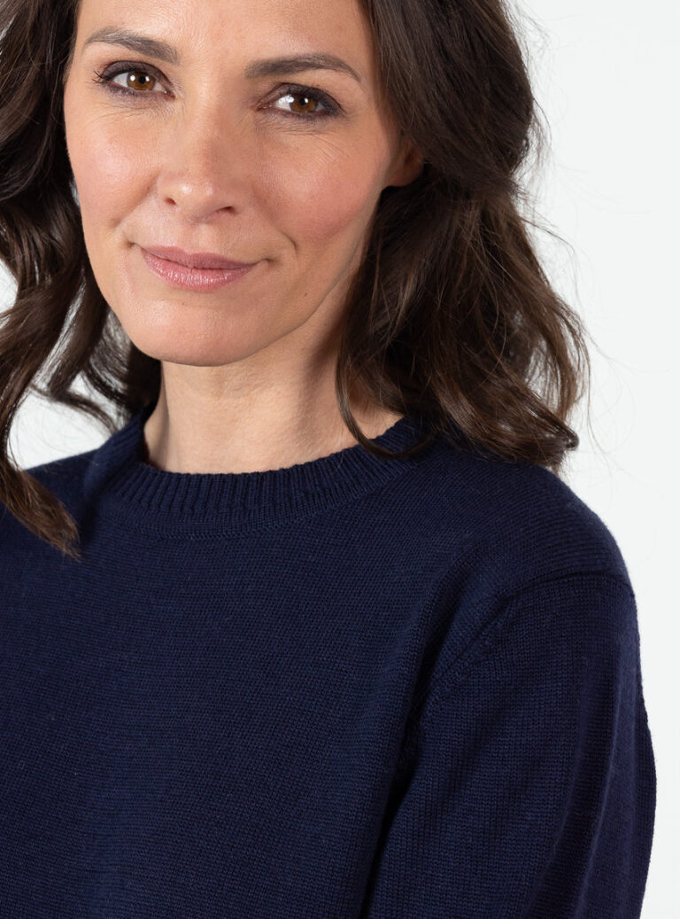 Maison Solfin - Pull épais femme en laine mérinos bleu marine – 50