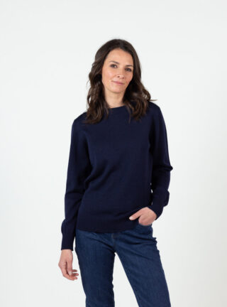 Pull épais femme en laine mérinos bleu marine par la marque MAISON SOLFIN MAISON SOLFIN - Pull épais femme en laine mérinos bleu marine