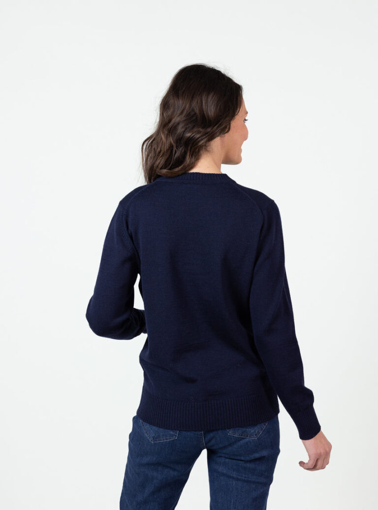 Maison Solfin - Pull épais femme en laine mérinos bleu marine – 50