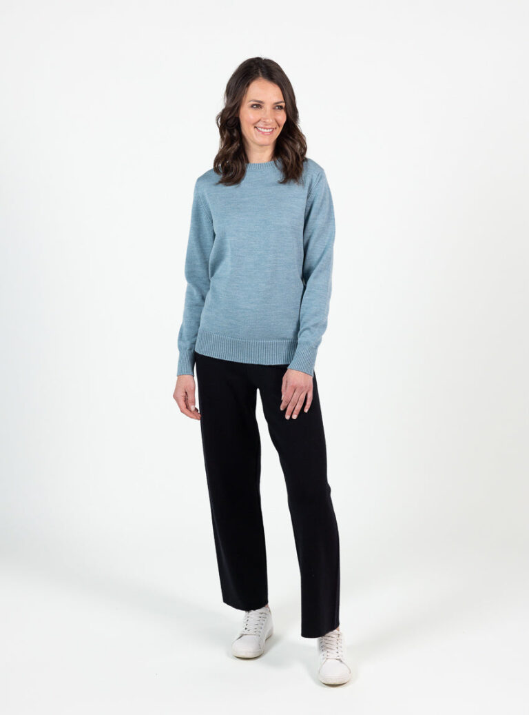 Maison Solfin - Pull épais femme en laine mérinos vert givre – 50
