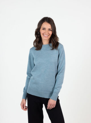Pull épais femme en laine mérinos vert givre par la marque MAISON SOLFIN MAISON SOLFIN - Pull épais femme en laine mérinos vert givre