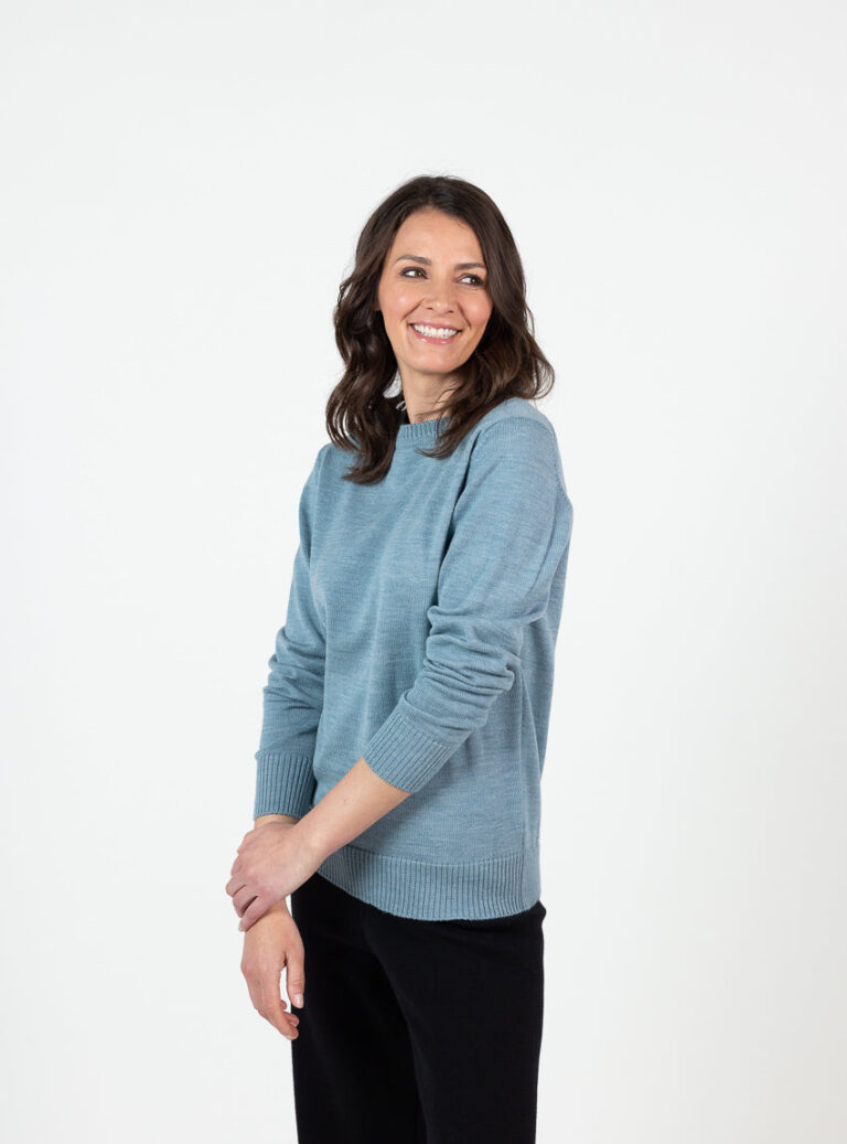 Maison Solfin - Pull épais femme en laine mérinos vert givre – 50