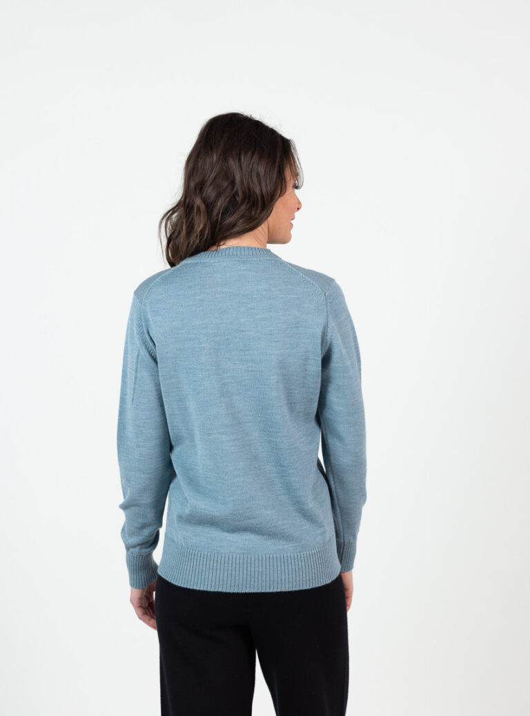 Maison Solfin - Pull épais femme en laine mérinos vert givre – 50